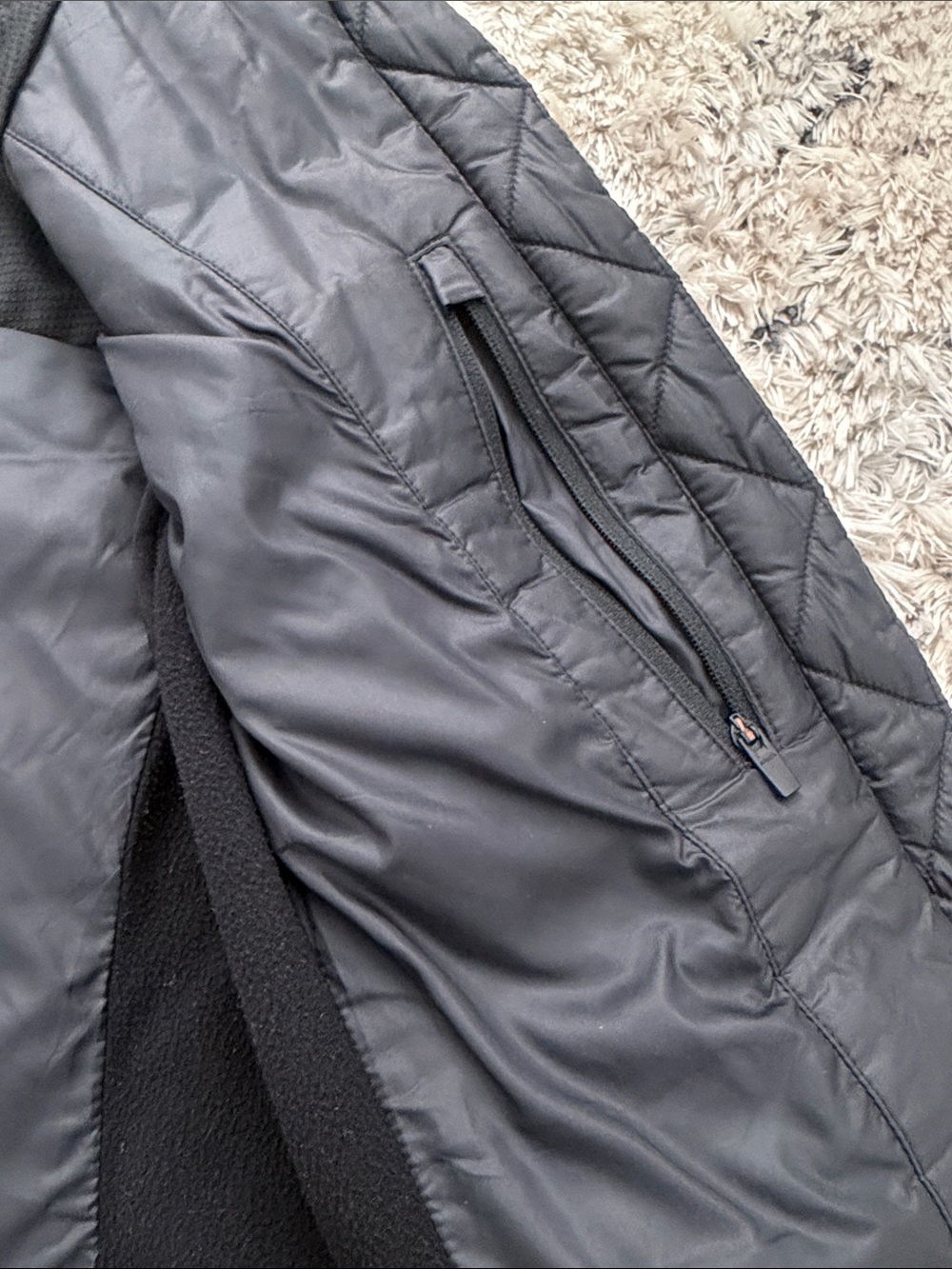 Athleta Black Quilted Panel Puffer Jacket - Picture 7 of 8